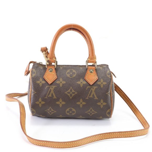Authentic Louis Vuitton Mini Speedy with Strap Crossbody Monogram Brown - Picture 2 of 9